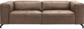 Goossens Bank Calvin bruin, micro leer, 3,5-zits, modern design