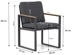 Tuinset Ronde Tuintafel 6 personen 160 cm Aluminium Grijs  Lifestyle Garden Furniture Soray