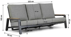 Stoel en Bank Loungeset 5 personen Aluminium/teak Grijs  Osmen Manly