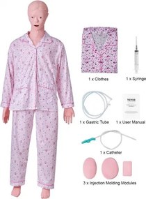 VEVOR Vrouwelijke Verpleegpop Multifunctionele Patiëntenzorgsimulator 1530 x 450 x 210 mm, Multifunctionele Trainingspop Verpleegkundige Trainingspop Uniforme Schaalvormen Pop