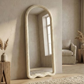 Staande Spiegel Teddy Stof Creme Wit - 70x170cm