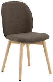 Eetkamerstoel Met Houten Poten Taupe Boucle