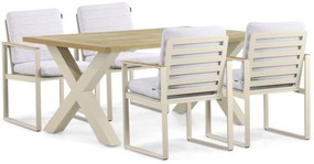 Tuinset 4 personen 180 cm Aluminium/teak Taupe Lifestyle Garden Furniture Faro/Cardiff