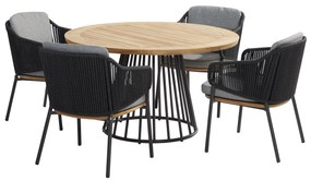 Ravello Ambassador Boulevard dining tuinset 130 cm 5 delig 4 Seasons Outdoor