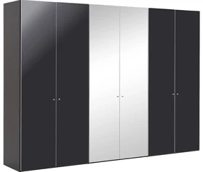 Goossens Kledingkast Easy Storage Ddk, Kledingkast 304 cm breed, 220 cm hoog, 4x draaideur en 2x spiegel draaideur midden