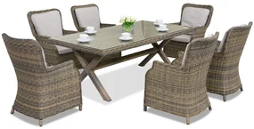 Exclusieve rotan dining tuinset Londen Garden Point cappuccino