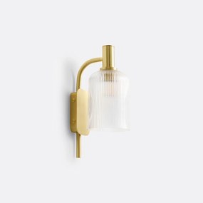 Wandlamp in messing en geribbeld glas, Bogota