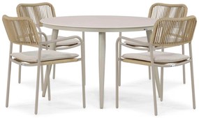 Tuinset Ronde Tuintafel 4 personen 120 cm Aluminium/rope Taupe Coco Penya/Vienna