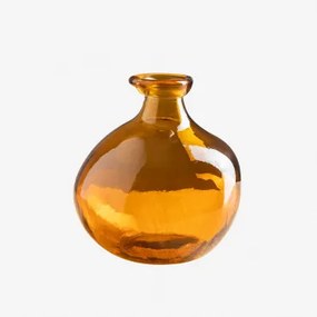 Vaasje Van Gerecycled Glas Jound Geel Amber - Sklum
