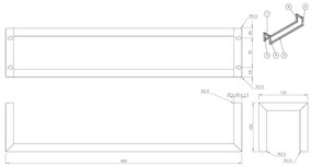 SaniGoods handdoekenrek klein 60x12.5x12.5cm mat zwart