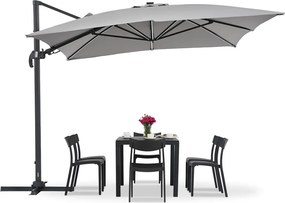 Merano tuinparasol met LED verlichting 3x4m Garden Point antraciet