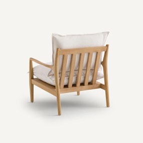 Eiken fauteuil met fineer en katoenen linnen stof, Dilma