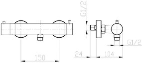 Mueller Rio RVS douchekraan thermostaat 15cm hoh