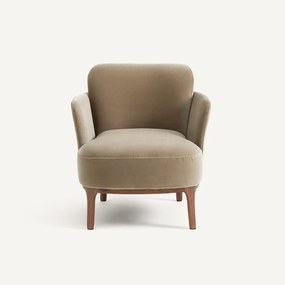 Fauteuil in massief notenhout en fluweel, Jabote