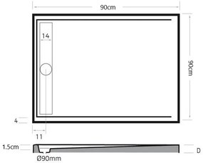 Xenz Easy-Tray douchebak 90x90x5cm cement