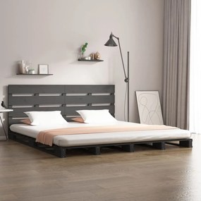 vidaXL Bedframe massief grenenhout grijs 200x200 cm