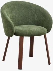 Nairea Gestoffeerde Eetkamerstoel Donker Hout & Chenille Saliegroen - Sklum