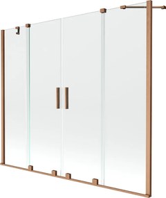 Mexen Velar Duo badwand scherm 2-delig schuifbaar 200 x 150 cm, transparant, geborsteld koper - 896-200-000-02-65