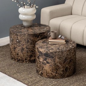 Ronde Salontafelset Bruin Emperador Marmer Look