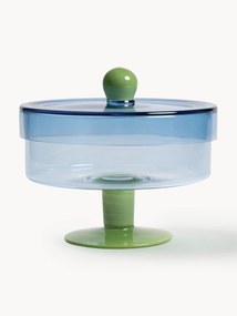 Handgemaakte opbergpot Duo van glas
