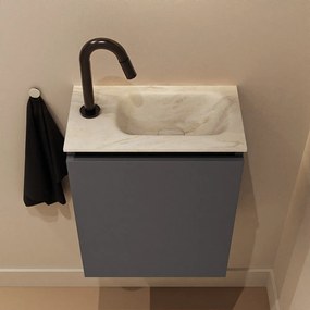 Mondiaz Ture DLux toiletmeubel 40cm dark grey met wastafel ostra rechts met kraangat