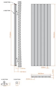 Eastbrook Malmesbury radiator 55x180cm aluminium 1560W grijs mat