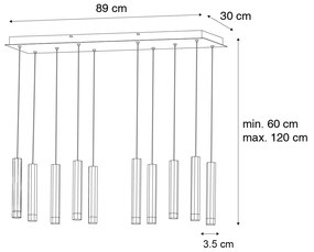 Eettafel / Eetkamer Moderne hanglamp zwart incl. LED 10-lichts - Stanislas Modern Binnenverlichting Lamp