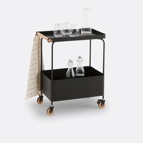 Opbergrek op wieltjes, in zwart staal, Elkim