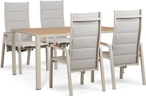 Tuinset 4 personen 160 cm Aluminium Taupe Lifestyle Garden Furniture Essence/Creta