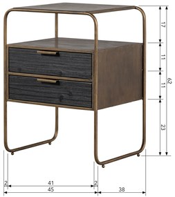 BePureHome Polite Nachtkastje Met 2 Lades - 45x38x62cm.