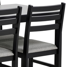 TORINO eetset + 4 stoelen Zwart/Lichtgrijs (Sawana 21 stof) - HOUTEN SET VOOR KEUKEN/EETKAMER