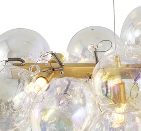 Eettafel / Eetkamer Design hanglamp goud met regenboog glas 8-lichts - Uvas Design G9 bol / globe / rond Binnenverlichting Lamp