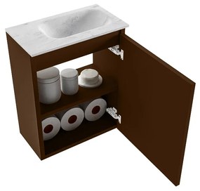 Mondiaz Ture DLux toiletmeubel 40cm rust met wastafel opalo rechts zonder kraangat