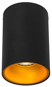Moderne spot zwart met goud GU10 50mm - Deep