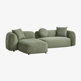 Modulaire Bank Met Linker Chaise Longue Van 2 Delen In Chenille Coco Stof Chenille Groen – Salie - Sklum