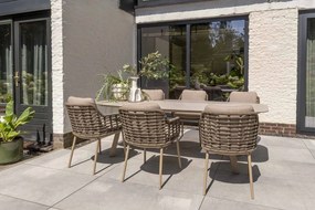 Taste by 4 Seasons Puglia tuinset latte met Manolo barrel tafel met keramisch blad 240 x 103 cm  Tuinset    taupe weerbestendig