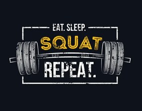 Ilustratie Eat sleep squat repeat. Gym motivational, Mitoria