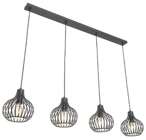Eettafel / Eetkamer Smart hanglamp zwart 4-lichts incl. 4 Wifi G95 - Saffira E27 Binnenverlichting Lamp