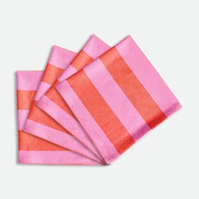 Set van 4 gestreepte servetten, 30% gerecycled katoen, geweven-geverfd, MIRELLA