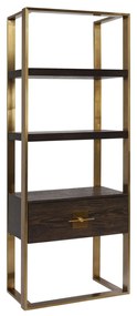 Kare Design Osaka Open Wandkast Messing Met Hout - 82.4x45x210cm.