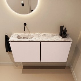 Mondiaz Ture DLux toiletmeubel 100cm rosee met wastafel glace links zonder kraangat