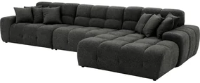 Goossens Excellent Bank Kubus - 30 X 30 Cm Stiksel zwart, stof, 1,5-zits, modern design met chaise longue rechts