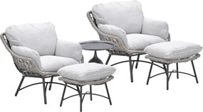 Garden Impressions Selene loungestoelen taupe - Mati bijzettafel Ø50x48 cm