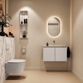 Mondiaz Ture DLux toiletmeubel 80cm linen met wastafel glace midden zonder kraangat