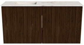 Mondiaz Joya DLux 80cm toiletmeubel walnut met wastafel faye links zonder kraangat frappe