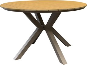 Quincy dining tuintafel latte 144xH75 cm rond polywood blad