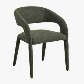 Set Van 2 Arazeina Gestoffeerde Eetkamerstoelen Met Armleuningen Bouclé Leger Groen - Sklum