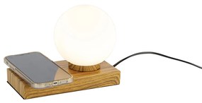 Tafellamp met dimmer naturel met touch en inductielader - Janneke Design E14 Binnenverlichting Lamp