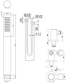 Mueller Bronzo staafhanddoucheset met wandaansluitbocht mat zwart met brons geborsteld