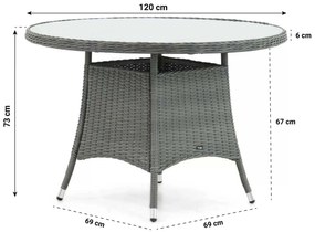 Dining Tuintafel Rond rond 120 cm Wicker Grijs Buckingham